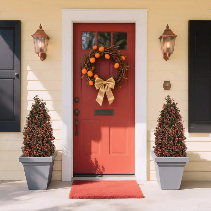 3FT Artificial Boxwood Topiary Tree for Outdoor Porch and Patio Decoration, Red , 2pcs/set Default -DTYStore