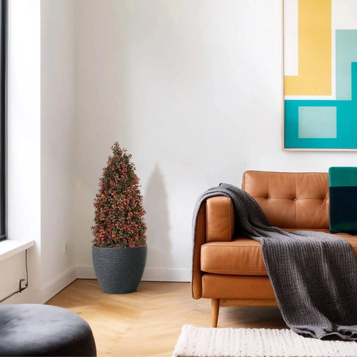 3FT Artificial Boxwood Topiary Tree for Outdoor Porch and Patio Decoration, Red , 2pcs/set Default -DTYStore