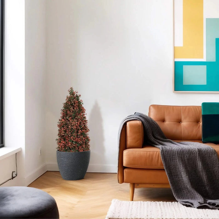 3FT Artificial Boxwood Topiary Tree for Outdoor Porch and Patio Decoration, Red , 2pcs/set Default -DTYStore