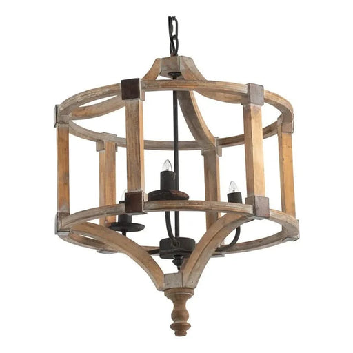 3 - Light Wood Drum Chandelier, Hanging Light Fixture with Adjustable Chain for Kitchen Dining Room Foyer Entryway, Bulb Not Included Default -DTYStore