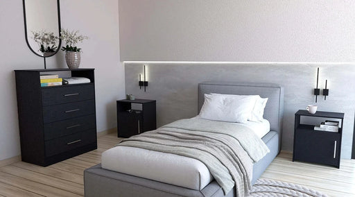 3 Piece Bedroom Set, Kairo Dresser + Omaha Nightstand + Omaha Nightstand, Black Default -DTYStore