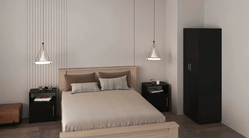 3 Piece Bedroom Set, London Armoire + 2 Omaha Nightstands, Black Default -DTYStore