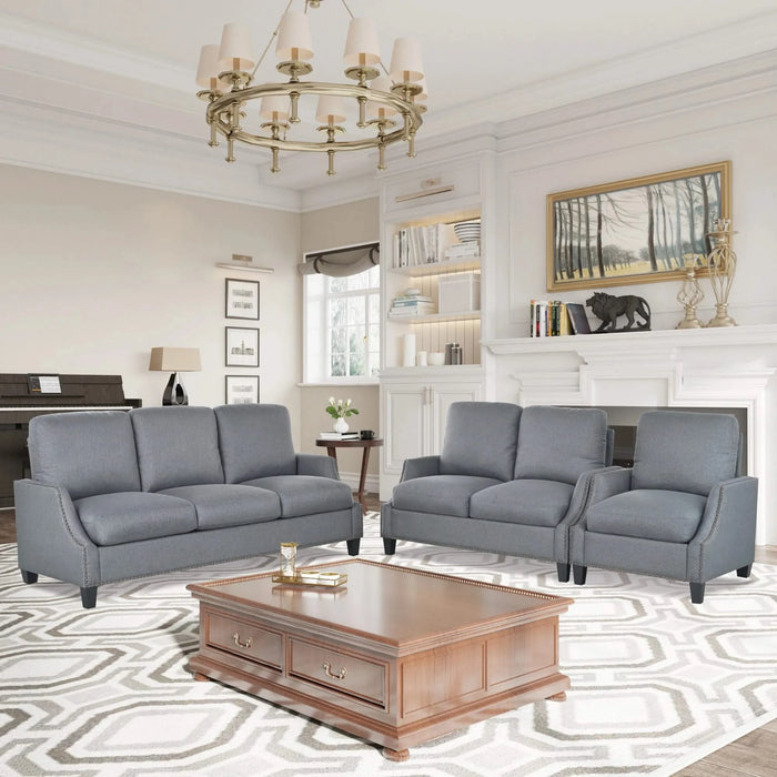 3 Piece Living Room Sofa Sets, Sectional Couch and Loveseat and Armchair Set, Modern 3 Seater Sofa + 2 Seater Couch+ Accent Chair Furniture Set for Apartment Default -DTYStore