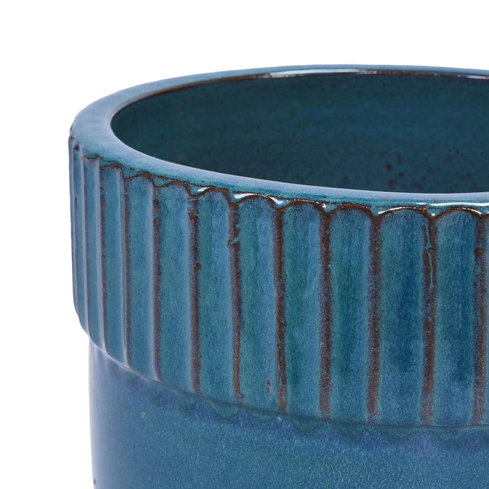 3 Pieces Ceramic Flowerpot, Modern Indoor Outdoor Planter for Garden & Patio - Antique Blue Default -DTYStore