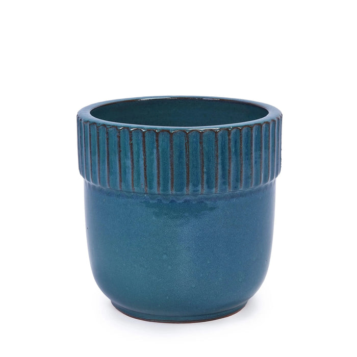 3 Pieces Ceramic Flowerpot, Modern Indoor Outdoor Planter for Garden & Patio - Antique Blue Default -DTYStore