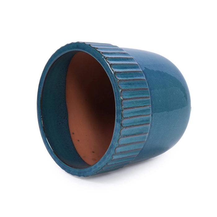 3 Pieces Ceramic Flowerpot, Modern Indoor Outdoor Planter for Garden & Patio - Antique Blue Default -DTYStore