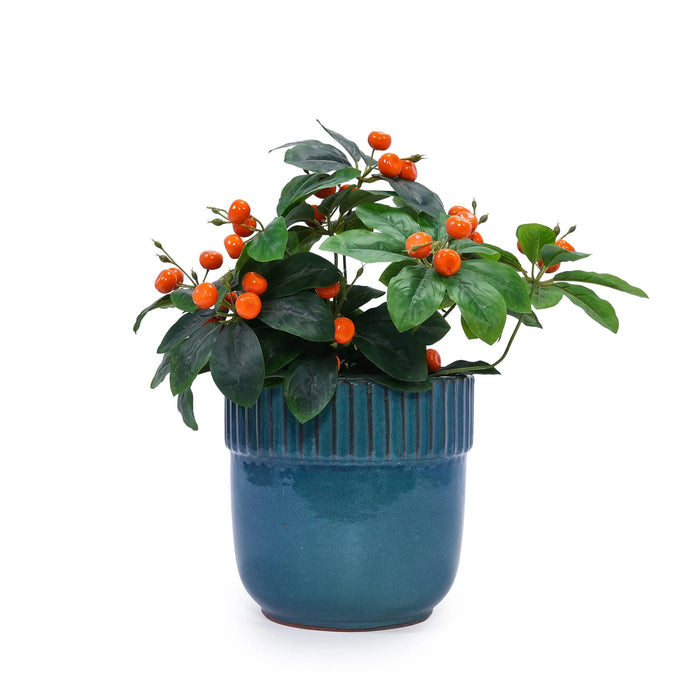 3 Pieces Ceramic Flowerpot, Modern Indoor Outdoor Planter for Garden & Patio - Antique Blue Default -DTYStore