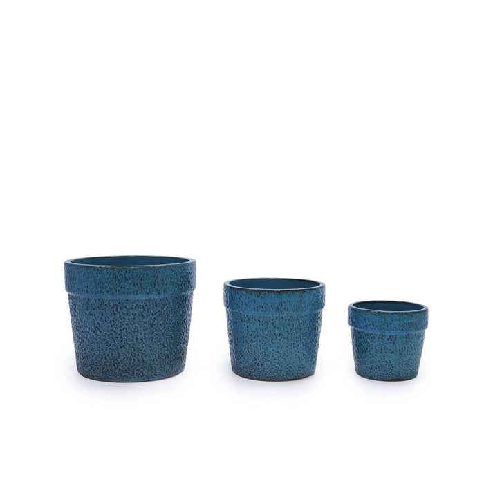 3 Pieces Ceramic Flowerpot, Modern Planter for Patio, Garden or Windowsills - Antique Blue Default -DTYStore