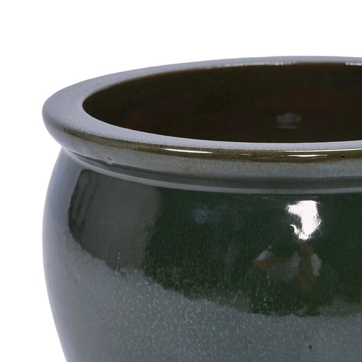 3 Pieces Ceramic Flowerpot, Modern Planter for Patio, Garden or Windowsills - Antique Blue Green Default -DTYStore