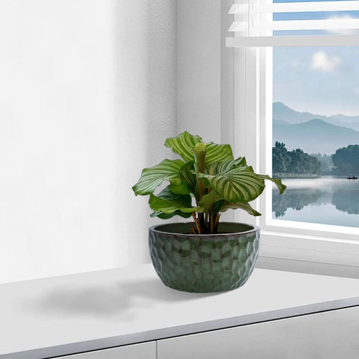 3 Pieces Ceramic Flowerpot, Modern Planter for Patio, Garden or Windowsills - Antique Green Default -DTYStore