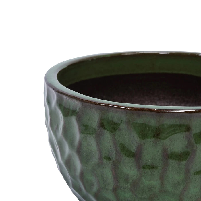 3 Pieces Ceramic Flowerpot, Modern Planter for Patio, Garden or Windowsills - Antique Green Default -DTYStore