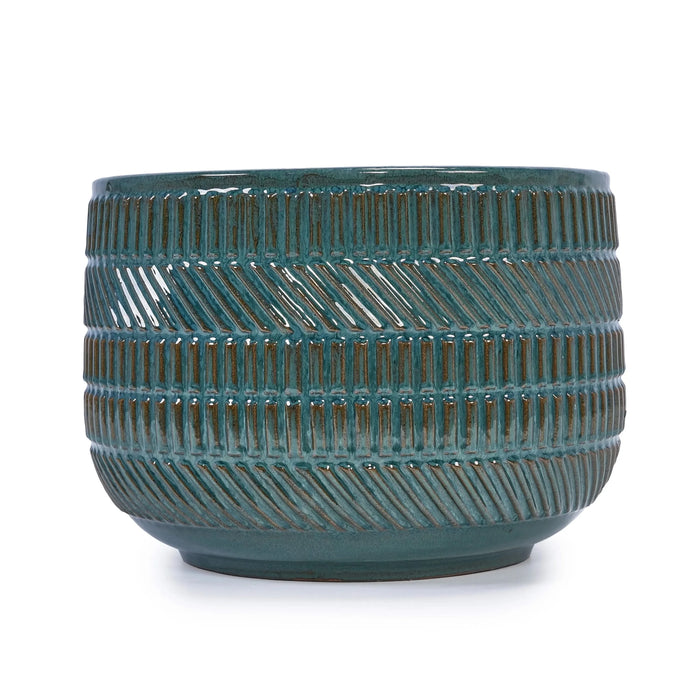 3 Pieces Ceramic Flowerpot, Modern Planter for Patio, Garden or Windowsills - Antique Navy Blue Default -DTYStore