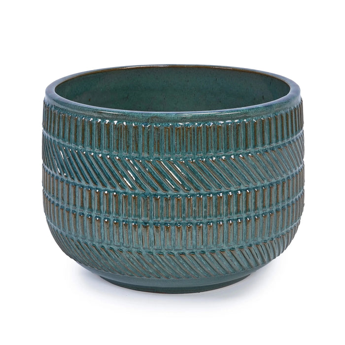 3 Pieces Ceramic Flowerpot, Modern Planter for Patio, Garden or Windowsills - Antique Navy Blue Default -DTYStore