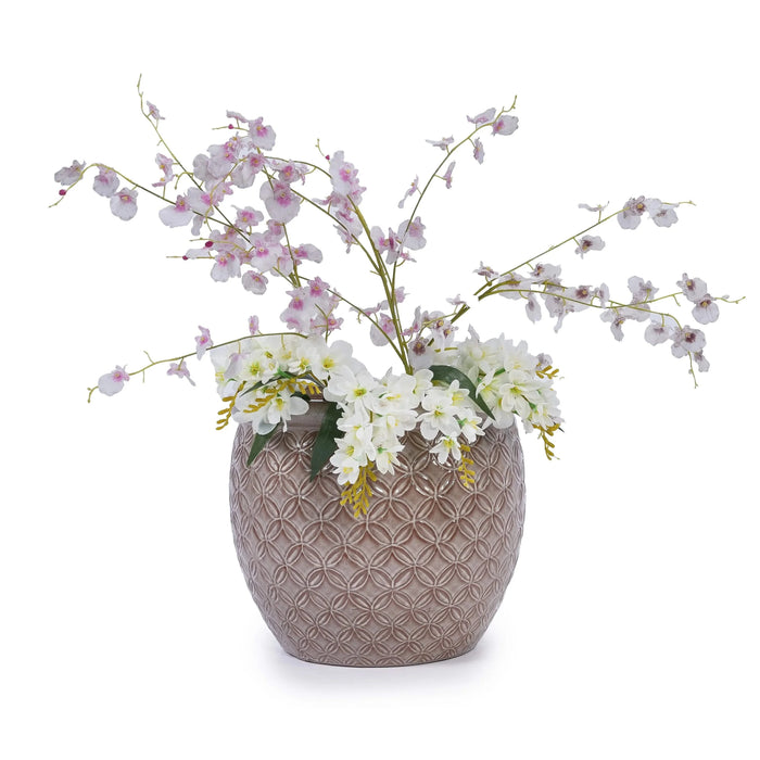 3 Pieces Ceramic Flowerpot, Modern Planter for Patio, Garden or Windowsills - Antique Yellow Default -DTYStore