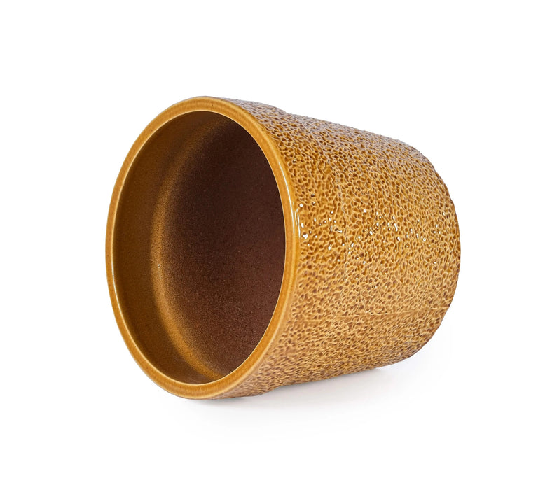 3 Pieces Ceramic Flowerpot, Modern Planter for Patio, Garden or Windowsills - Antique Yellow Default -DTYStore