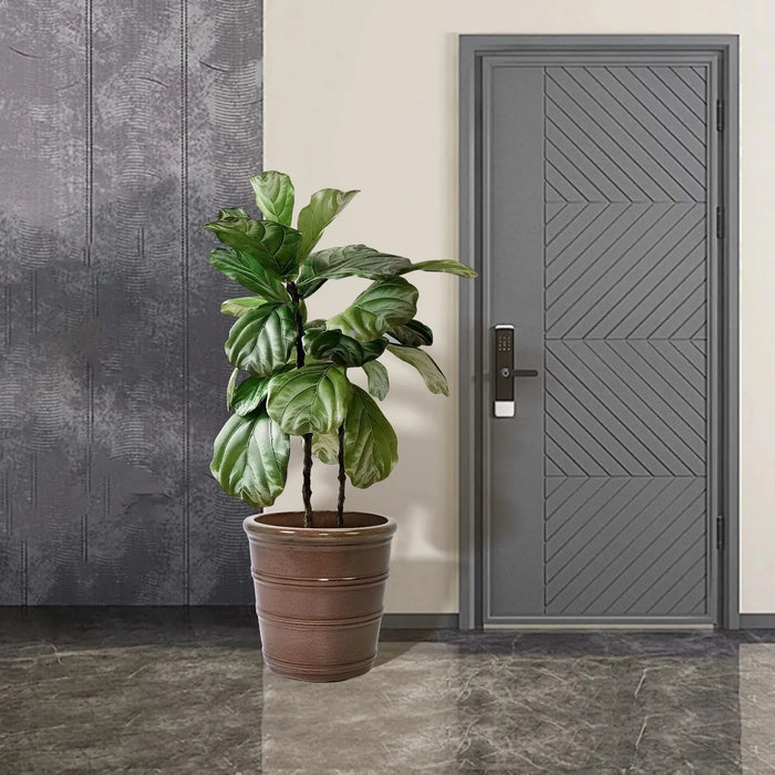 3 Pieces Ceramic Flowerpot, Modern Planter for Patio, Garden or Windowsills - Antique Yellow Default -DTYStore