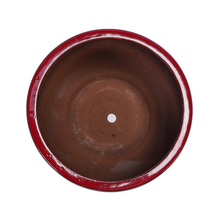 3 Pieces Ceramic Flowerpot, Modern Planter for Patio, Garden or Windowsills - Bean Paste Red Default -DTYStore