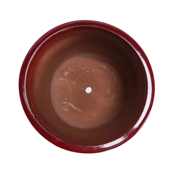 3 Pieces Ceramic Flowerpot, Modern Planter for Patio, Garden or Windowsills - Bean Paste Red Default -DTYStore