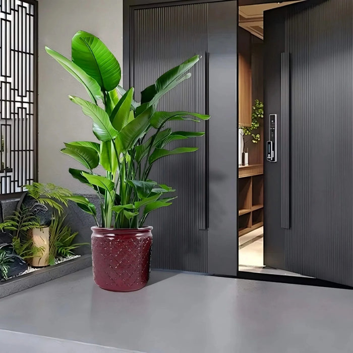 3 Pieces Ceramic Flowerpot, Modern Planter for Patio, Garden or Windowsills - Bean Paste Red Default -DTYStore