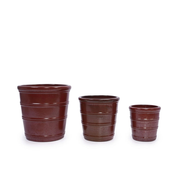 3 Pieces Ceramic Flowerpot, Modern Planter for Patio, Garden or Windowsills - Bean Paste Red Default -DTYStore