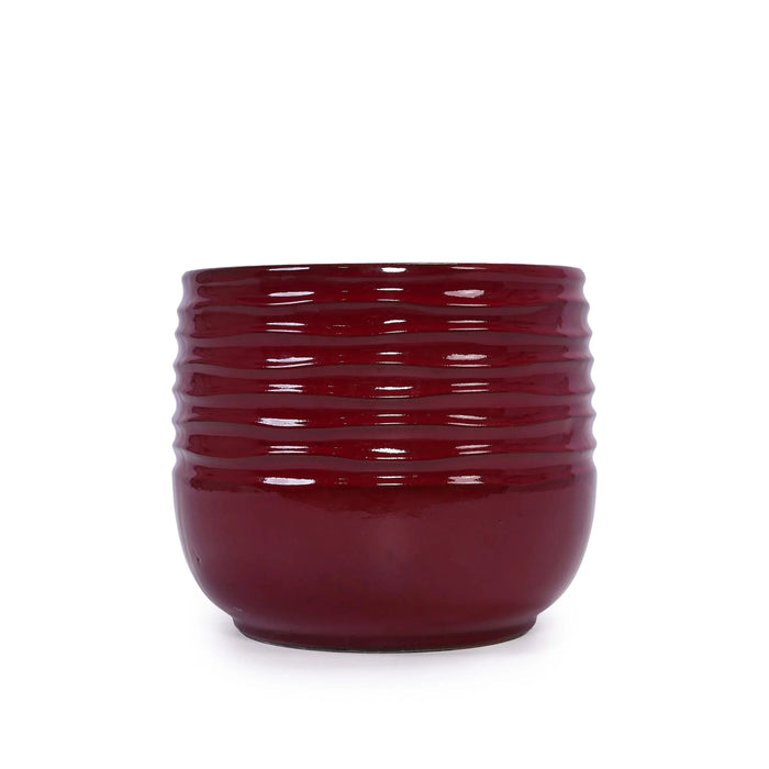 3 Pieces Ceramic Flowerpot, Modern Planter for Patio, Garden or Windowsills - Bean Paste Red Default -DTYStore