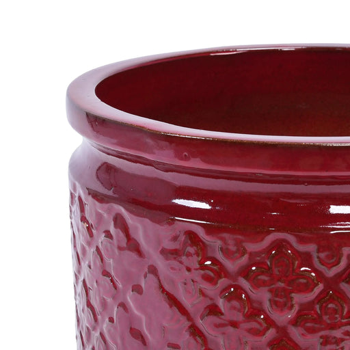 3 Pieces Ceramic Flowerpot, Modern Planter for Patio, Garden or Windowsills - Bean Paste Red Default -DTYStore