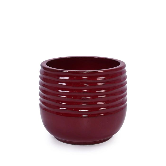 3 Pieces Ceramic Flowerpot, Modern Planter for Patio, Garden or Windowsills - Bean Paste Red Default -DTYStore