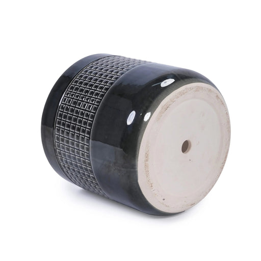 3 Pieces Ceramic Flowerpot, Modern Planter for Patio, Garden or Windowsills - Black Default -DTYStore