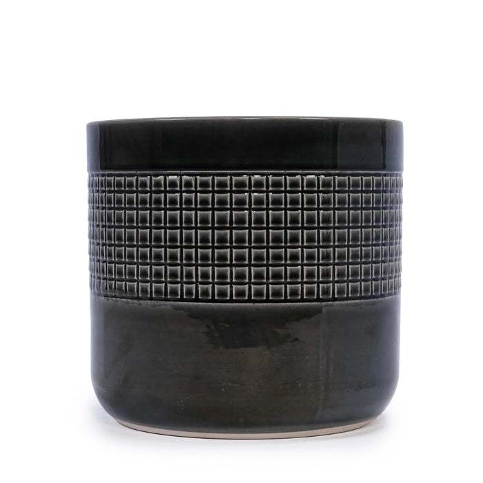 3 Pieces Ceramic Flowerpot, Modern Planter for Patio, Garden or Windowsills - Black Default -DTYStore