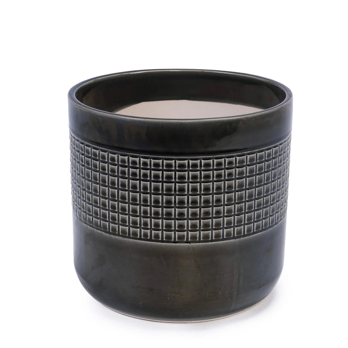 3 Pieces Ceramic Flowerpot, Modern Planter for Patio, Garden or Windowsills - Black Default -DTYStore