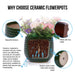 3 Pieces Ceramic Flowerpot, Modern Planter for Patio, Garden or Windowsills - Dark Green Default -DTYStore
