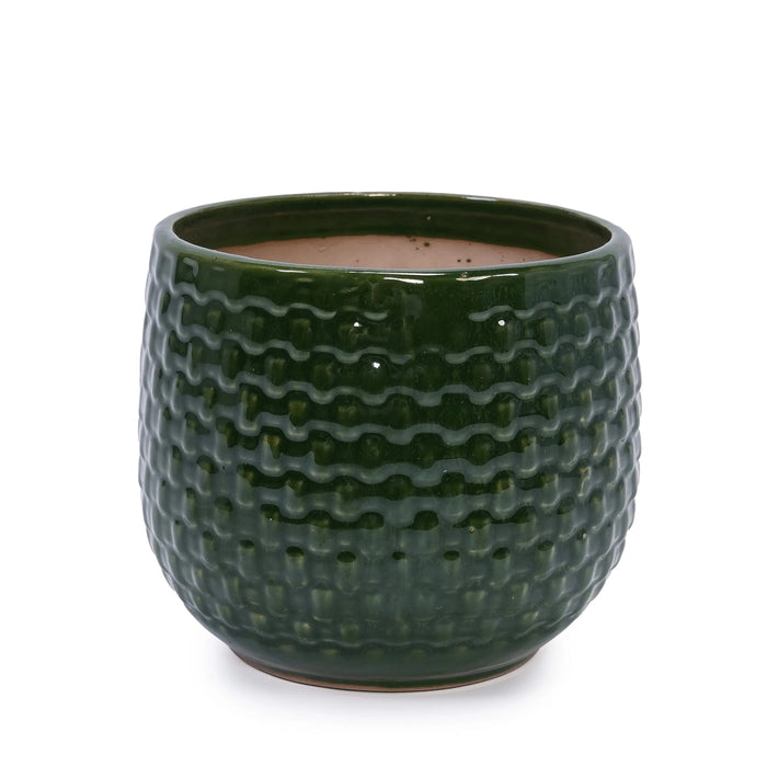 3 Pieces Ceramic Flowerpot, Modern Planter for Patio, Garden or Windowsills - Dark Green Default -DTYStore