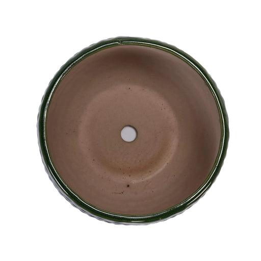 3 Pieces Ceramic Flowerpot, Modern Planter for Patio, Garden or Windowsills - Dark Green Default -DTYStore