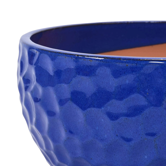 3 Pieces Ceramic Planter Pot, Modern Indoor Outdoor Flowerpot for Patio, Garden, or Windowsills - Antique Blue Default -DTYStore