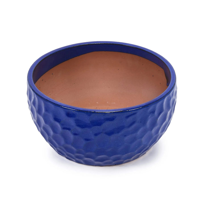 3 Pieces Ceramic Planter Pot, Modern Indoor Outdoor Flowerpot for Patio, Garden, or Windowsills - Antique Blue Default -DTYStore