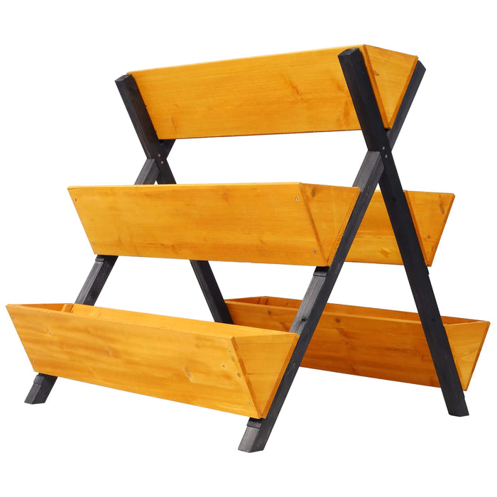 3 Tiers Wooden Vertical Raised Garden Bed with Legs,Brown Planter Raised Beds Kit for Flowers Herbs Vegetables Default -DTYStore
