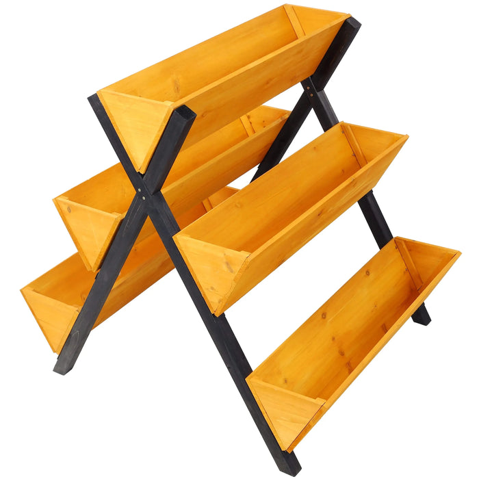 3 Tiers Wooden Vertical Raised Garden Bed with Legs,Brown Planter Raised Beds Kit for Flowers Herbs Vegetables Default -DTYStore