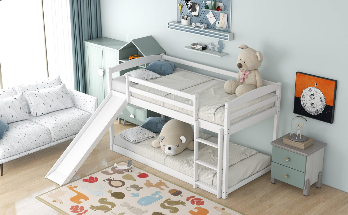 Twin over Twin Bunk Bed with Convertible Slide and Ladder