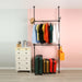 Telescopic Garment Rack, Heavy Duty Design Movable DIY No Damage to Wall Ceiling Hanging Rail, Adjustable, 120 Kilogram Loading, Reach Hook Included