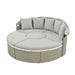 Patio Furniture Round Outdoor Sectional Sofa Set Rattan Daybed Two-Tone Weave Sunbed with Retractable Canopy, Separate Seating and Removable Cushion, Gray - DTYStore