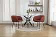 040-Set of 2 Boucle Fabric Dining Chairs With Black Metal Legs,Wine Red - DTYStore
