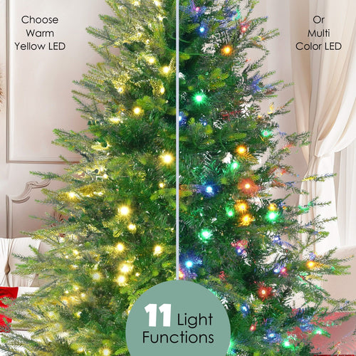 6FT Pre-Lit Aspen Fir Artificial Christmas Tree with Wreath & Garland,Grass Green Xmas Tree with 380 Multi-Color LED Lights, 11 Lighting Modes, 861 PE Branch Tips, for Indoor Holiday Decor - Image 6