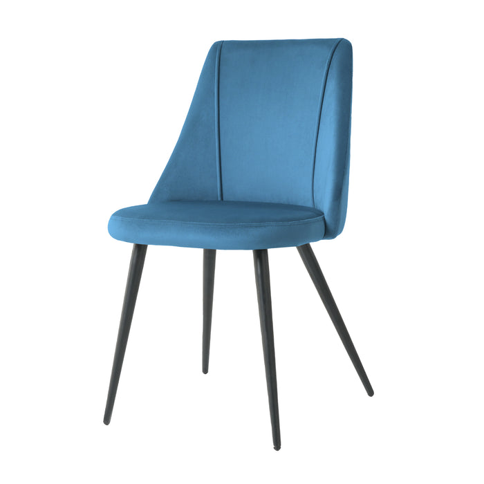 Modern blue velvet dining chair, fabric upholstery chair, black metal chair feet for home living room, bedroom, kitchen, dining room (set of 4)