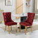 Nikki Collection Modern, High-end Tufted Solid Wood Contemporary Velvet Upholstered Dining Chair with Golden Stainless Steel Plating Legs,Nailhead Trim,Set of 2,Wine Red and Gold, SW1601WR,Burgundy - DTYStore