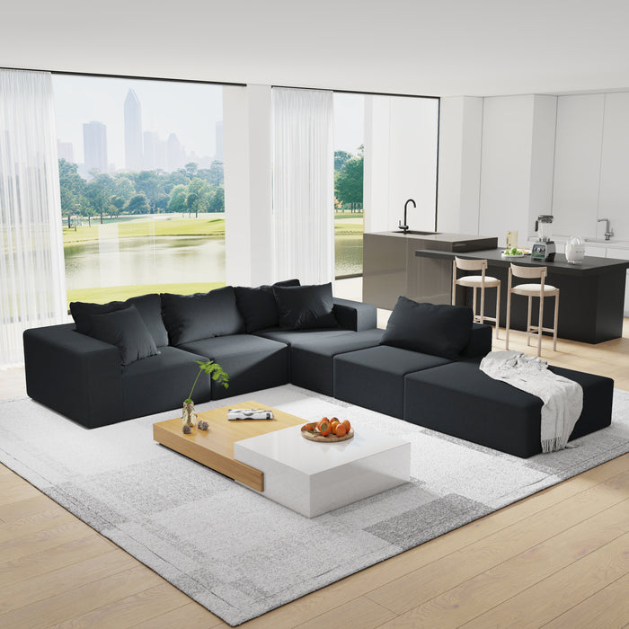Modern Upholstered Sectional Sofa Couch Set,Modular 132" L Shaped Sectional Living Room Sofa Set With 6 Pillows,Free Combination Sofa Couch for Living Room,Bedroom