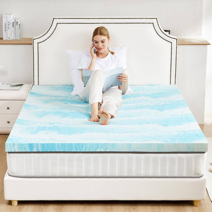 Memory Foam Cooling Gel Swirl Infused Bed Topper for Back Pain,2 Inches,Full - DTYStore