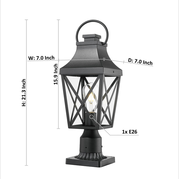 Outdoor Post Light,Lamp Post Light Fixture,Post Lantern with Pier Mount Base,Textured Black,21.3in,Suitable for Gardens, Yards or Entrances (2 pack)