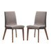 Set of 2 Grey Fabric Upholstered Dining Side Chairs in Walnut Finish - DTYStore