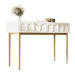 Modern metal leg double drawer dressing table, combining high-quality wood and metal, simple style, multifunctional dressing table, suitable for bedroom, living room, and office use - DTYStore