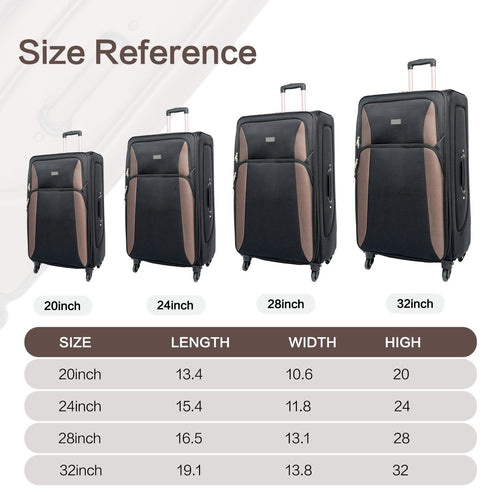 SoftshellLuggage Expandable 4 Piece Set Suitcase Softside Lightweight Luggage Travel Set - Image 5